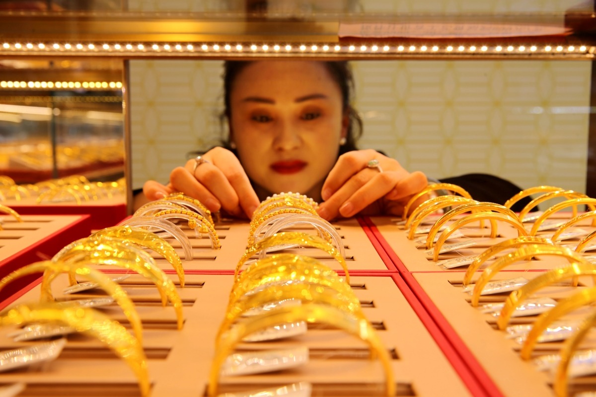Gold consumer A Chinese woman and gold bracelets